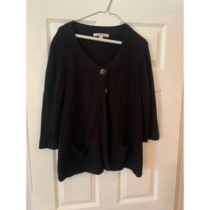 Debbie Morgan Black 3/4 Sleeve 3 Button Cardigan With Pockets Large